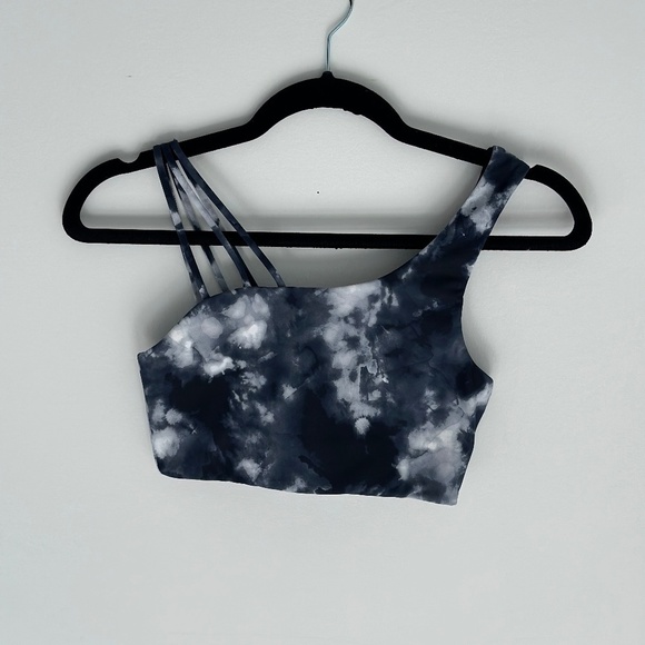 soul by soulcycle tye dye one shoulder sports bra | size S | Navy + White - Picture 6 of 16